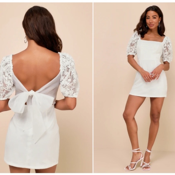 LULUS Bridal Bachelorette Engagement Bridal Shower Sexy Chic Floral Mini - Picture 6 of 7